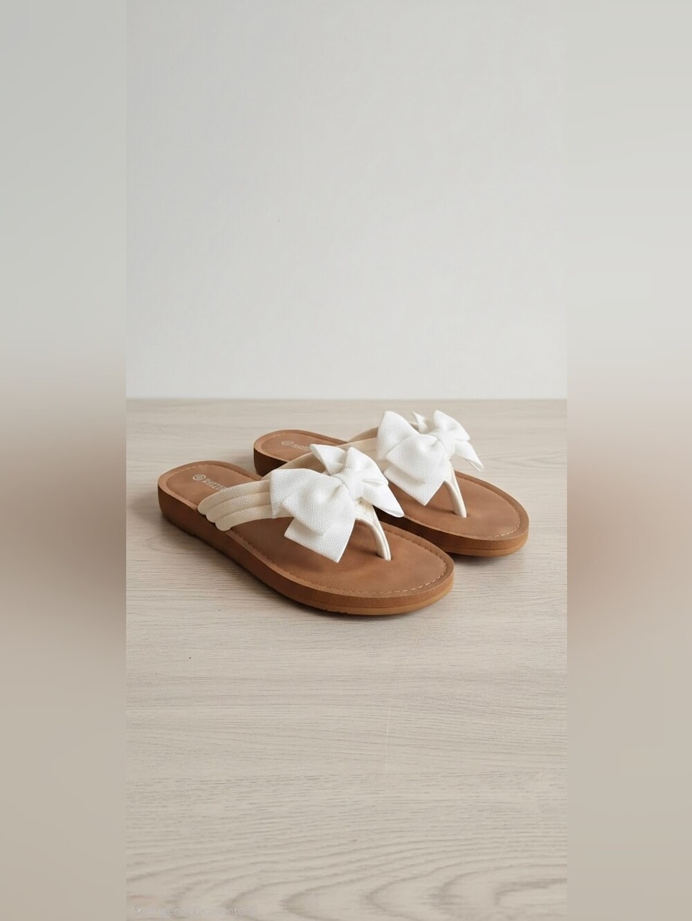 Women’s White Bow Toe-Post Sandals Size 8